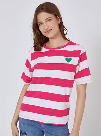 Μπλούζες/T-shirts Ριγέ T-shirt με καρδιά SM7612.4103+4