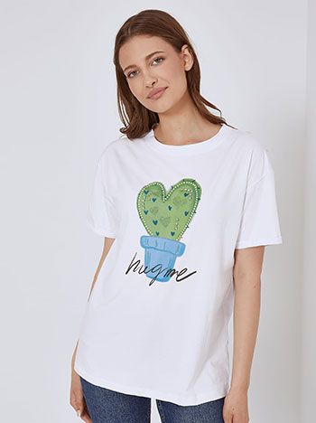 Μπλούζες/T-shirts T-shirt κάκτος με καρδιές SM7612.4329+4