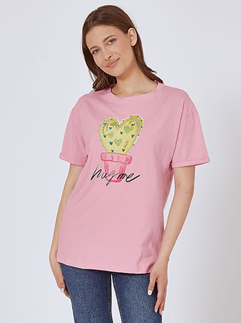 Μπλούζες/T-shirts T-shirt κάκτος με καρδιές SM7612.4329+3