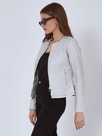 Leather effect jacket in light grey