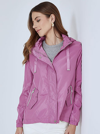 Windcheaters jacket with hoodie in purple