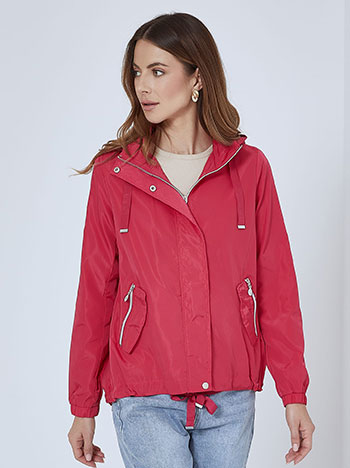 Windcheaters jacket with hoodie in fuchsia