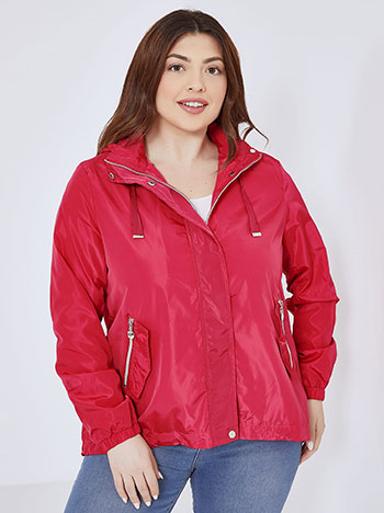 Windcheaters jacket with hoodie in fuchsia