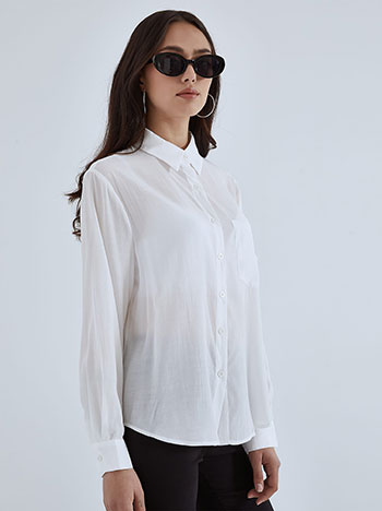 Μπλούζες/Πουκάμισα Μονόχρωμο πουκάμισο με τσέπη SM7614.3059+3