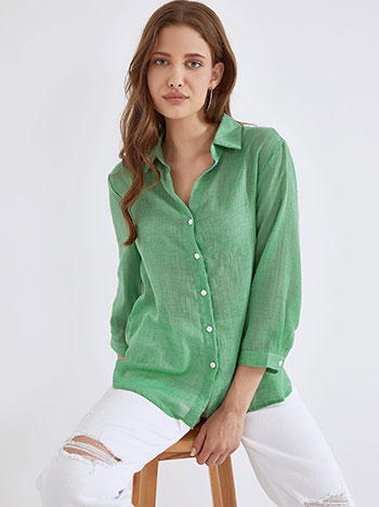Semi sheer asymmetric shirt in green