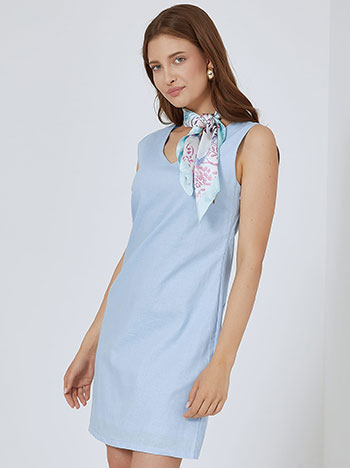 Dress with linen in sky blue