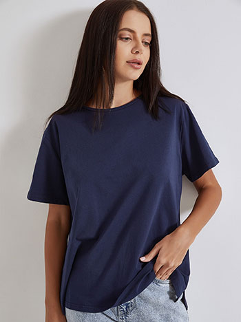 T-shirt with side slits in midnight blue