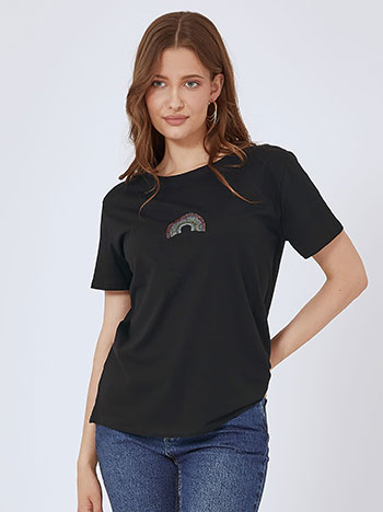 Μπλούζες/T-shirts T-shirt με strass ουράνιο τόξο SM7616.4532+5