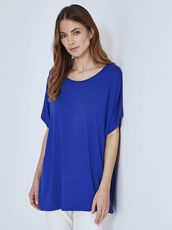 Oversized short sleeved top in electric blue