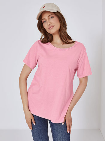 Μπλούζες/T-shirts T-shirt με αφινίριστη λαιμόκοψη SM7639.4533+10