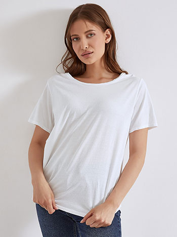 Μπλούζες/T-shirts T-shirt με αφινίριστη λαιμόκοψη SM7639.4533+4