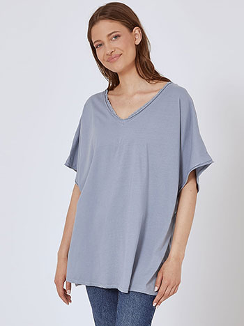Top with lace detail in rough blue