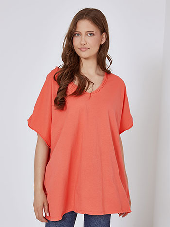 Top with lace detail in coral