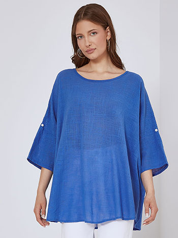 Top with back perforated details in blue