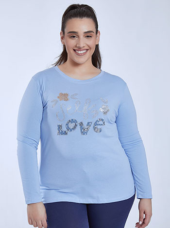 Top self love with strass in sky blue