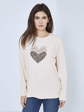 Μπλούζες/Μακρυμάνικες Μπλούζα με καρδιές και strass SM7642.4767+3