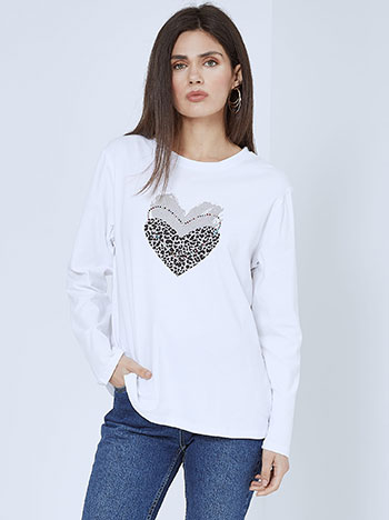 Μπλούζες/Μακρυμάνικες Μπλούζα με καρδιές και strass SM7642.4767+2