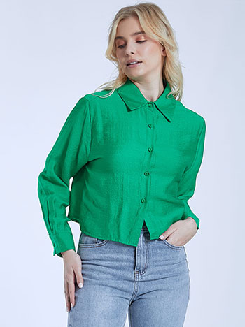 Κοντό πουκάμισο, κλασικός γιακάς, κλείσιμο με κουμπιά, πρασινο