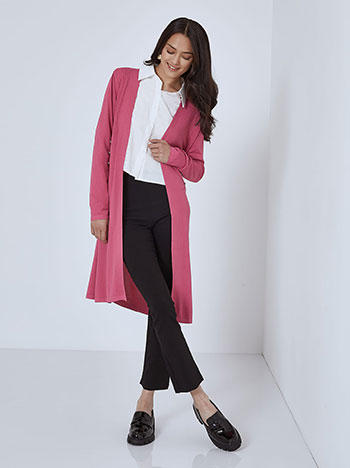 Monochrome cardigan with strass in dark pink