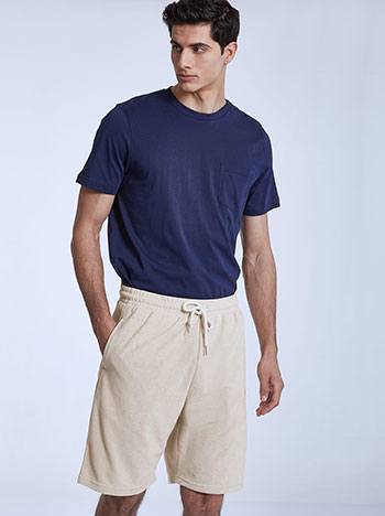 Mens terry shorts with cotton in beige