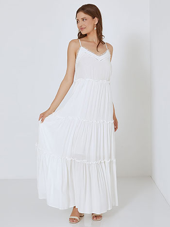 Maxi dress with straps in white