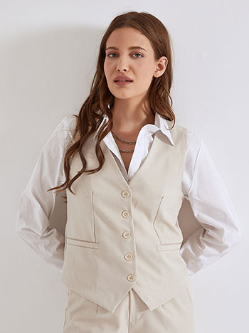 Vest with decorative pockets in light beige