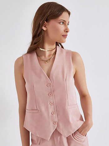 Vest with decorative pockets in pink