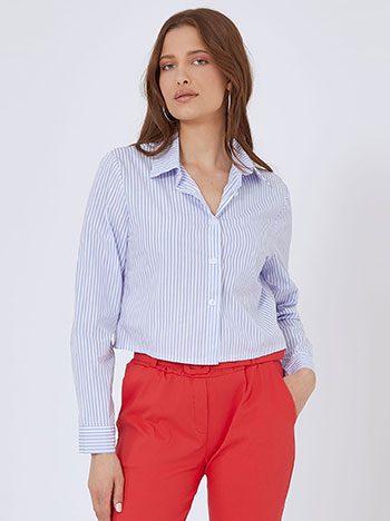 Cropped striped shirt in light blue