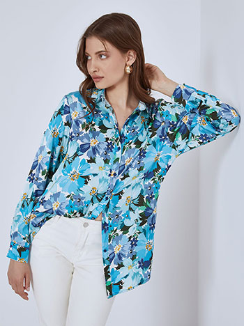 Μπλούζες/Πουκάμισα Floral σατέν πουκάμισο SM7752.3170+1
