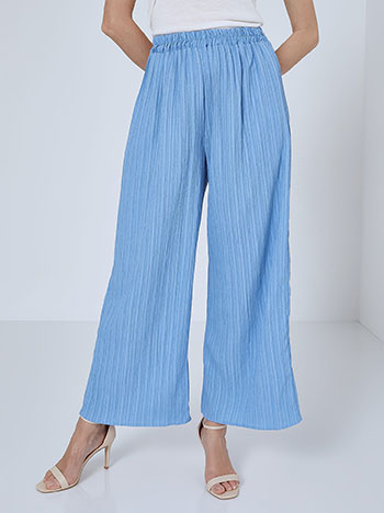 Textured fabric wide leg trousers in blue