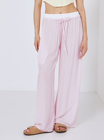 Striped wide leg trousers in pink