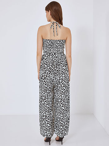 Strapless leopard jumpsuit in black Celestino