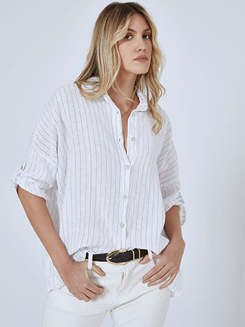 Μπλούζες/Πουκάμισα Ριγέ πουκάμισο λινό SM7830.3090+1