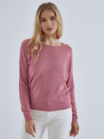 Perforated top with hearts in dusty pink