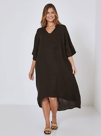 Ovesized linen dress in black