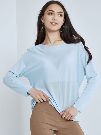 Μπλούζες/Μακρυμάνικες Μονόχρωμη μπλούζα με διακοσμητική ραφή SM7891.4276+3
