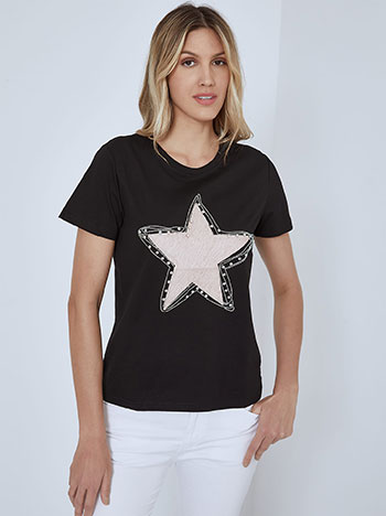 Μπλούζες/T-shirts T-shirt με αστέρι και strass SM7895.4079+6