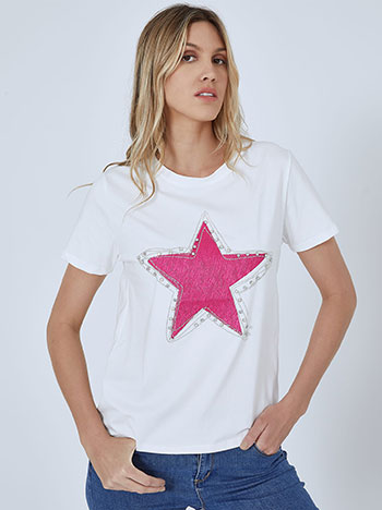 Μπλούζες/T-shirts T-shirt με αστέρι και strass SM7895.4079+4