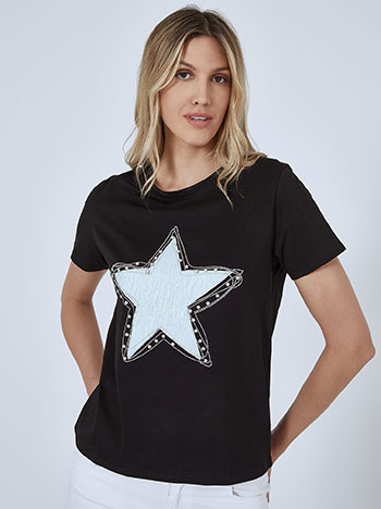 Μπλούζες/T-shirts T-shirt με αστέρι και strass SM7895.4079+5