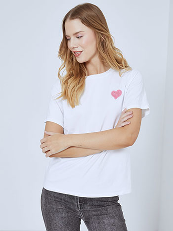 Μπλούζες/T-shirts Μονόχρωμο T-shirt με καρδιά SM7895.4797+5