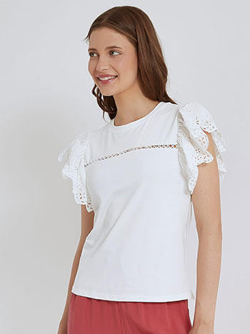 Top with perforated details in white