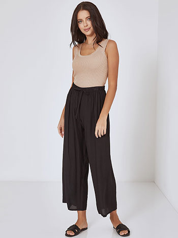 Sleeveless ribbed top in beige | Celestino