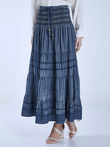 Cotton dress skirt in dark blue
