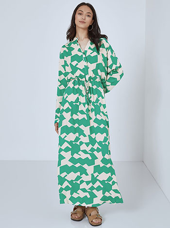 Maxi dress with mao collar in green