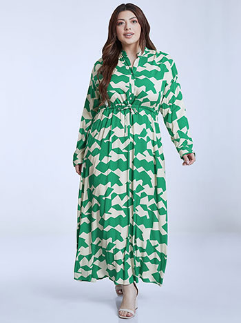 Maxi dress with mao collar in green