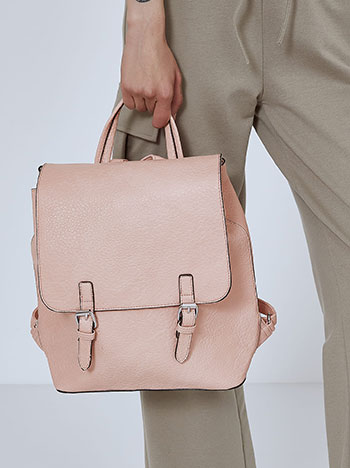 Leather effect backpack in pink