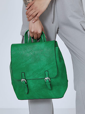 Leather effect backpack in green