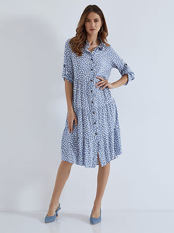 Cotton shirtdress in baby blue