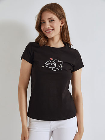 Μπλούζες/T-shirts T-shirt με glitter στάμπα SM7958.4720+1