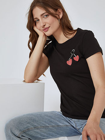 T-shirt με λεπτομέρειες strass και φιόγκο SM7958.4763+1 Celestino